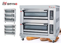 Stainless Steel High End Commercial Bakery Kitchen Equipment Two Deck Four Trays Gas Oven